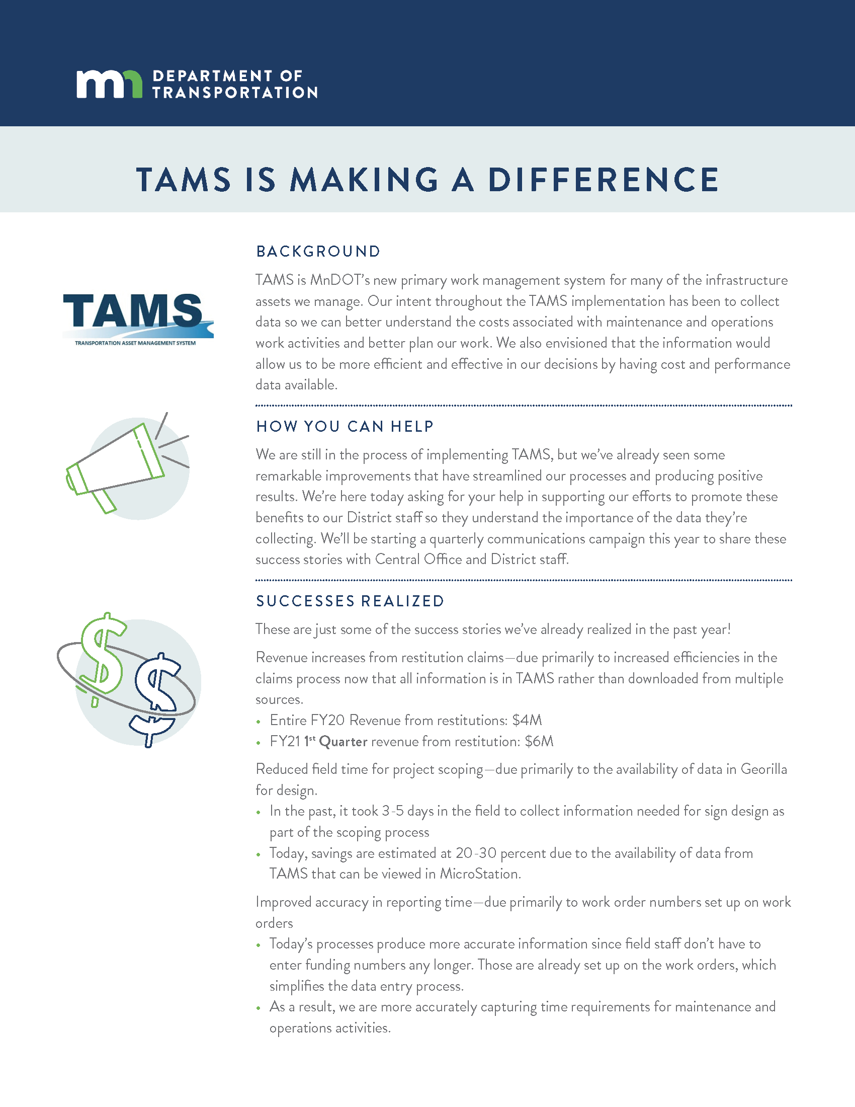 TAMS is Making a Difference (flyer)